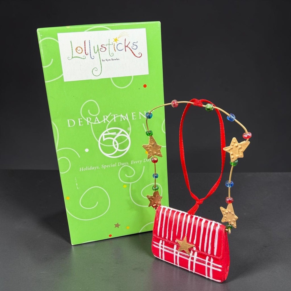 Department 56 Lollysticks Kym Bowles Red Purse Handbag Christmas Ornament Beaded